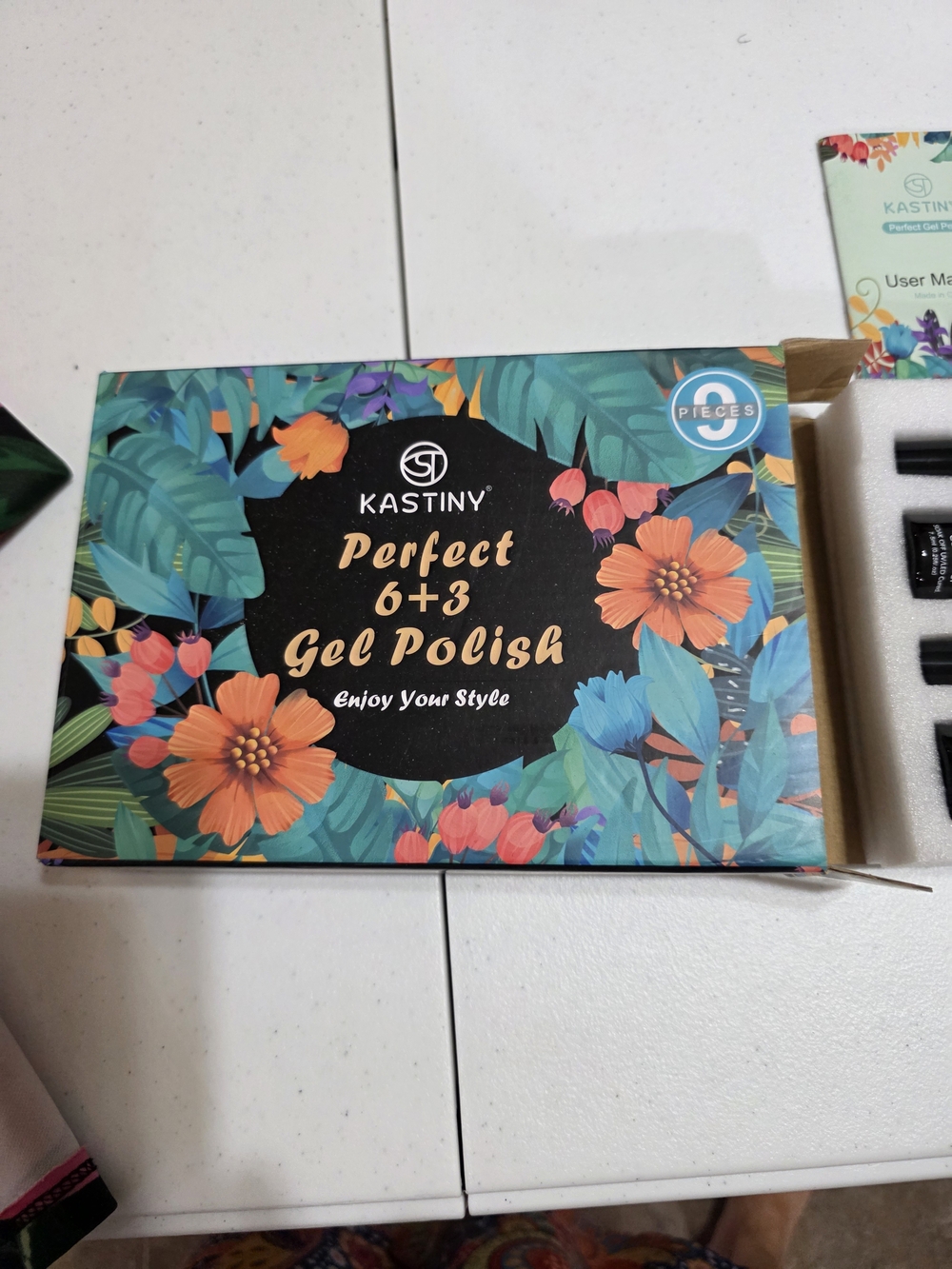 Perfect 6+3 Gel Polish Set - Teal & Orange Floral